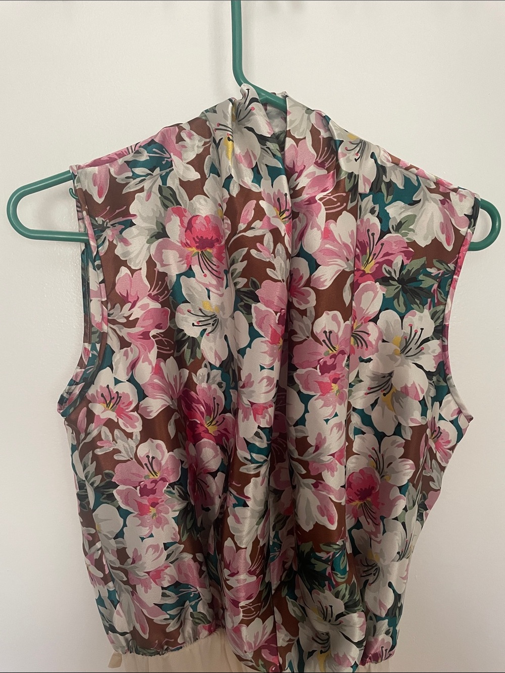 Oscar de la Renta Floral Silk Camisole in Pink and Brown